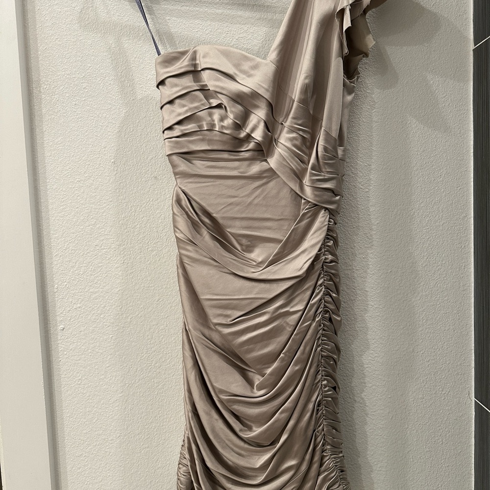 Vera Wang Lavender Label Satin Single Shoulder Mini Dress Size 10